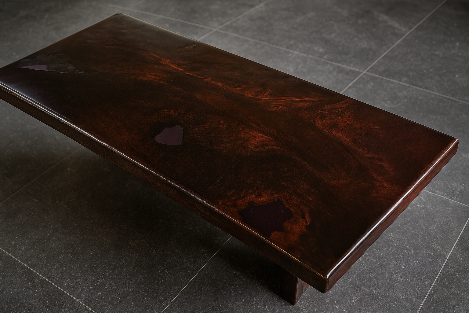 Meja epoxy resin kayu sonokeling (kabinet)